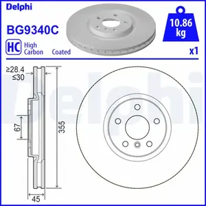 DELPHI Disques de frein pour MINI: MINI & BMW: Série 2, X1 (Ref: BG9340C) pas cher
