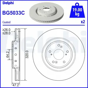 Disque de frein DELPHI BG5033C avant, ventilé, 2 pièce pas cher