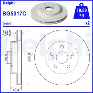 Disque de frein DELPHI BG5017C avant, ventilé, 2 pièce pas cher