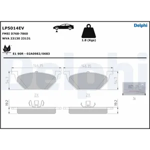 Jeu de plaquettes de frein DELPHI LP5014EV pas cher