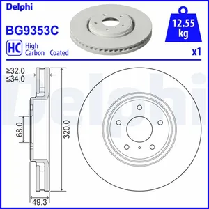 Disque de frein DELPHI BG9353C avant, ventilé, à haute teneur en carbone, 1 pièce pas cher