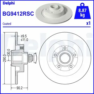 Disque de frein DELPHI BG9412RSC (Vendu à l'unité) - Réf. APBG9412RSC pas cher