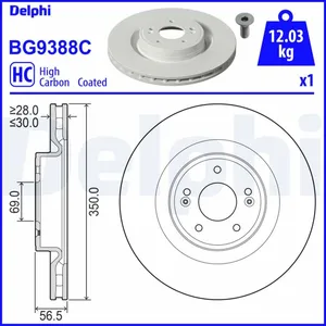DELPHI Disques de frein pour KIA: Stinger (Ref: BG9388C) pas cher