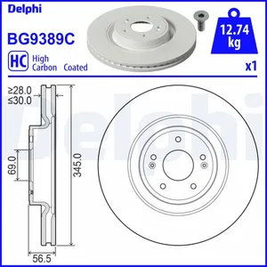 DELPHI Disques de frein pour KIA: Stinger (Ref: BG9389C) pas cher