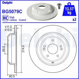 DELPHI Disques de frein pour KIA: Stinger (Ref: BG5079C) pas cher