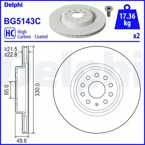 Disque de frein DELPHI BG5143C avant, ventilé, à haute teneur en carbo... pas cher