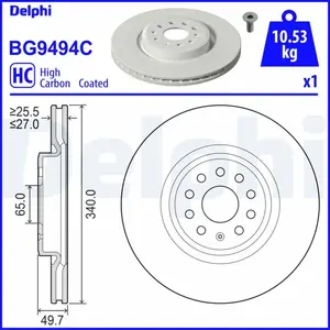 Disque de frein DELPHI BG9494C avant, ventilé, à haute teneur en carbo... pas cher