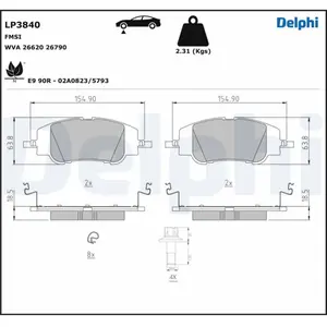 Jeu de plaquettes de frein DELPHI LP3840 pas cher