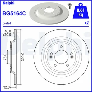 DELPHI Disques de frein pour HYUNDAI: Tucson, Kona II & KIA: Sportage (Ref: BG5164C) pas cher