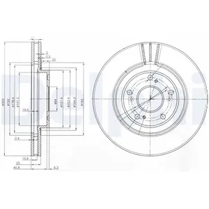 Disque de frein DELPHI BG3747 avant, ventilé, 2 pièce pas cher