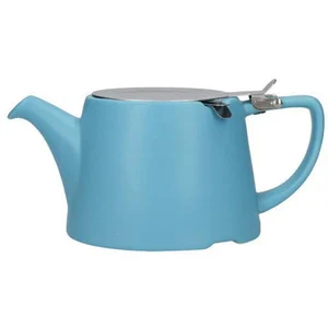 London Pottery Théière ovale avec infuseur pour thé en vrac, grès, bleu satiné, 3 tasses pas cher