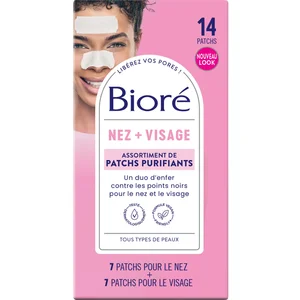 Bioré Biore Assortiment de 14 Patchs Purifiants NEZ + VISAGE pas cher