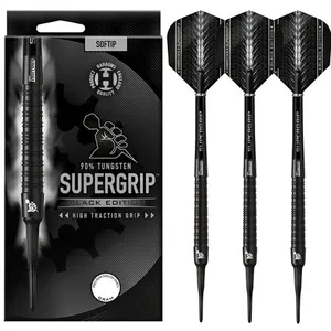 Comparateur de prix : Flechettes pointe Plastique - HARROWS - Supergrip Black 90% Soft Tip -...