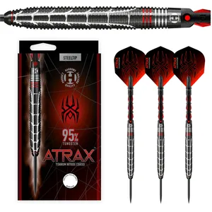 Harrows Atrax 95% Tungsten Dart| Jeu de fléchettes à Pointe en Acier| 21 g, 22 g, 23 g, 24 g, 25 g et 26 g | Comprend des Arbres en Carbone St et des ailettes Rouges Atrax de 100 microns -26grmm pas cher