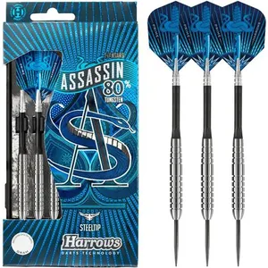Comparateur de prix : Harrows Assassin Fléchettes en tungstène Pointe en acier Argent 24g