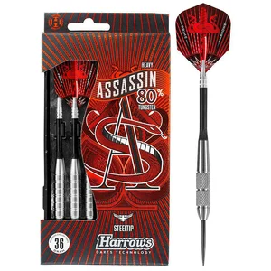 Comparateur de prix : Harrows Assassin Fléchettes en tungstène Pointe en acier Argent 34g