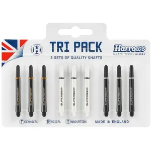 Comparateur de prix : TRI PACK SHAFTS MEDIUM (PACK 9 SHAFTS SUPERGRIP NOIR/BLANC)
