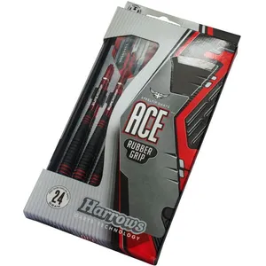 Comparateur de prix : Harrows Jeu de 3 fléchettes acier ACE Rubber Grip - rouge et noir - 24g - gR
