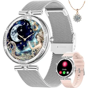 KIQULOV Montre connectée Femme Appel Bluetooth AMOLED, Fonction Féminine, Tracker d'activité, Fréquence Cardiaque, SpO2, IP68Vendu parcdiscount