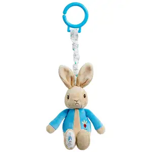 Rainbow Designs Peluche vibrante et remontante 21cm avec anneau d'attache Pierre Lapin Original pas cher