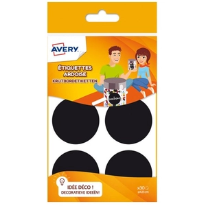 Comparateur de prix : Avery ARDO30 Lot de 30 Etiquettes rondes diamètre 4,8 cm Ardoise Noir