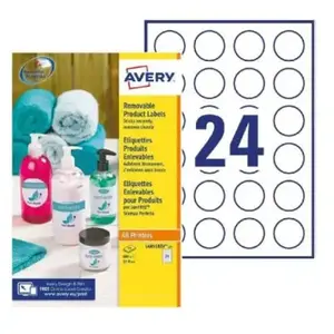 Avery Étiquettes Amovibles Rondes Blanches Ø 37 mm L4851REV-25, 600 Pièces, Imprimante Laser et Jet d'Encre pas cher