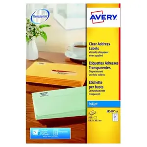 Étiquettes transparentes Avery pour imprimante jet d'encre J8560 - 63,... pas cher