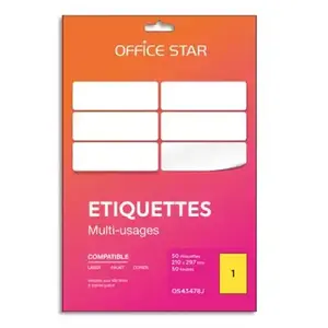 OFFICE STAR - 50 Etiquettes Multi-Usages Jaunes Personnalisables - For... pas cher