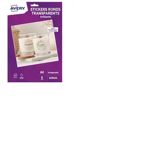AVERY Autocollant Rond Transparent - à4cm - Impresion Jet D'encre