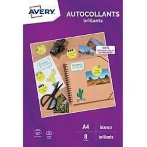 Comparateur de prix : Papier créatif AVERY 8 Autocollants blanc brillant