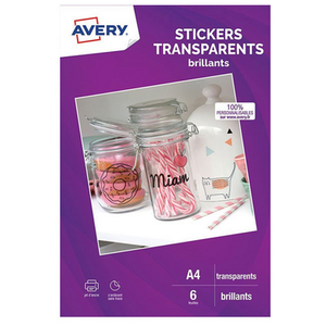 Comparateur de prix : AVERY Feuille autocollante Transparente 21 x 29,7 cm A4 - 6 pcs