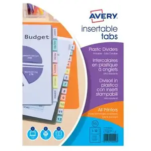 Comparateur de prix : Avery Intercalaires Polypro Translucide Onglets A4+