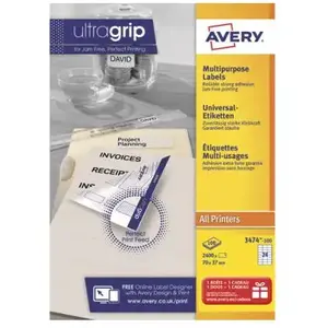 AVERY Boite de 2400 étiquettes blanches multi u 