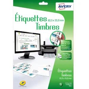 Avery Pochette de 72 Etiquettes spéciales pour timbres - J8159