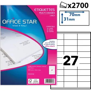 OFFICE STAR - Boite de 2700 étiquettes autocollantes blanches multi-us... pas cher