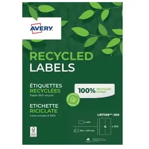 Comparateur de prix : Avery Etiquettes D'expÃ©dition RecyclÃ©es Laser Blanc 991x139mm