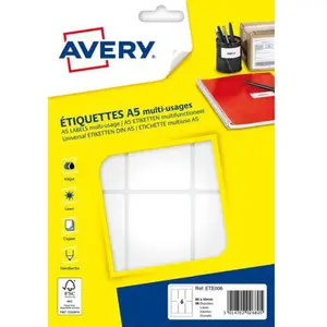 Comparateur de prix : Avery ETE006 Etiquettes multi-usages blanches 80 x 45 mm - Boîte de 96