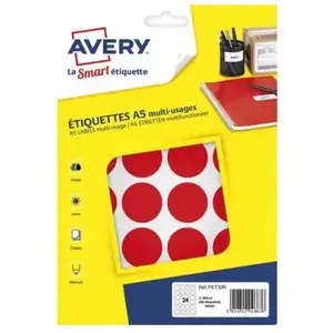 Comparateur de prix : Avery Boite de 240 Etiquettes multi usages 30 mm Rouge