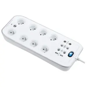 Masterplug Multiprise 8 prises parafoudre USB 2m blancVendu parcastorama