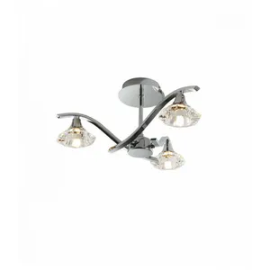 Comparateur de prix : Langella - Plafonnier semi-encastré à 3 bras, chrome, cristal clair, G9 - Endon