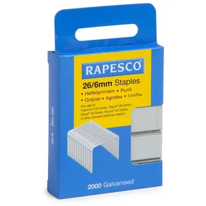 Comparateur de prix : Rapesco Boite de 2000 Agrafes Galvanisées 26/6mm