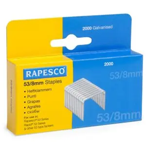 Comparateur de prix : Rapesco 0752 Agrafes Galvanisées 53/8 mm, Lot de 2000
