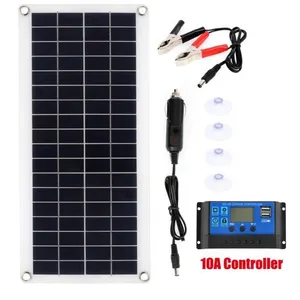 PRUMYA Kit de Panneau Solaire 100W 2 USB avec Contrôleur 10A Chargeur ...Vendu parcdiscount