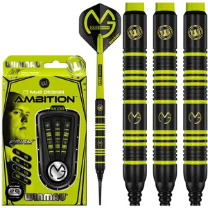 Comparateur de prix : WINMAU - Michael van Gerwen MvG Ambition Black Coated Brass Soft Tip D...