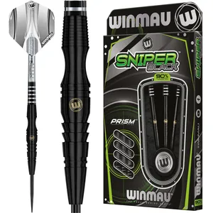 WINMAU Sniper Jeu de fléchettes Professionnelles en tungstène avec ailettes et tiges Noir 22 gVendu paramazon