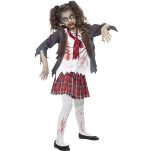 Comparateur de prix : Smiffys Costume Ecoliere Zombie Enfant - Blanc / rouge - 7/9 ans