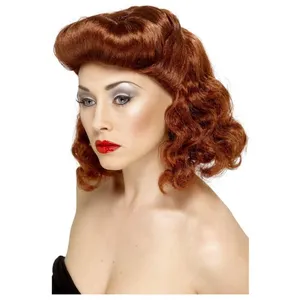 Smiffys Perruque fille pin-up, châtain, avec larges boucles pas cher