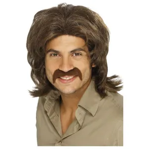 Comparateur de prix : Smiffys Perruque Rétro 70's Châtain Homme - Chatain - Taille Unique