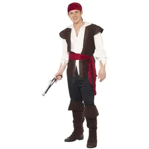 Comparateur de prix : Smiffys Costume de pirate, marron, bandana, haut, pantalon, ceinture & surchausses