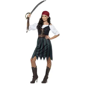 Comparateur de prix : Smiffys Costume corsaire, Bleu, avec chemise, faux gilet, jupe, ceinture et bandana
